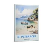 FJIWECWSQ St Peter Port Guernsey Vintage Travel Poster 08x12inch(20x30cm) Canvas Wall Art Painting Prints