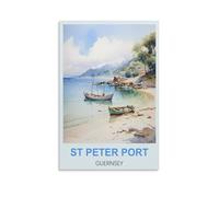FJIWECWSQ St Peter Port Guernsey Vintage Travel Poster 08x12inch(20x30cm) Canvas Wall Art Painting Prints
