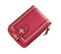 FJIXUO 1Pcs Short Wallet Driver's License Retro Women's Wallets Ultra-Thin Card Holder Slots Bag for Vacations and Travel(Red 12 Card Slots)