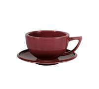 FJIXUO 1Pcs Tea Espresso Cups and Saucers with Coffee Spoons Set Ceramic Cappuccino Latte Art Mug Home Barista Accessories for Office and Home Use(Red)