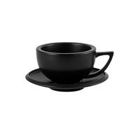 FJIXUO 1Pcs Tea Espresso Cups and Saucers with Coffee Spoons Set Ceramic Cappuccino Latte Art Mug Home Barista Accessories for Office and Home Use(Black)