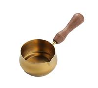 FJIXUO 2pcs Household Stainless Steel Extract Cup Creative Wooden Handle Diversion Nozzle Small Milk for Home and Office(Gold,60ml)