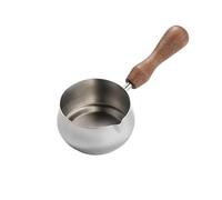 FJIXUO 2pcs Household Stainless Steel Extract Cup Creative Wooden Handle Espresso Diversion Nozzle Small Milk for Home and Office(Silver,110ml)