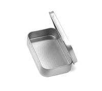 FJIXUO 2pcs Metal Rectangular Empty Mini Tin Box Tinplate Push Cases Bins Jar Hinged Containers Small Organizer Storage for Organizing,Storing Pencils(Color 2)