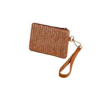 FJIXUO 3Pcs Casual Wristlet Clutch Weaving Bag Solid Straw Lightweight Beach Wallet Coin Purse for Parties and Travel(Brown)