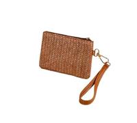 FJIXUO 3Pcs Casual Wristlet Clutch Weaving Bag Solid Straw Lightweight Beach Wallet Phone for Parties and Travel(Brown)