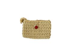FJIXUO 3Pcs Portable Knitting Crochet Coin Purse Solid Color Square Weaving Card Bag Handmade Ladies for Parties and Travel(Yellow)