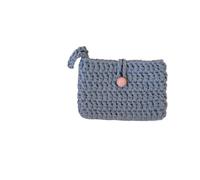 FJIXUO 3Pcs Solid Color Weaving Card Bag Handmade Small Crochet Coin Purse Knitting Square Mini Handbags for Women for Parties and Travel(Blue)