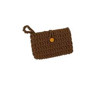FJIXUO 3Pcs Solid Color Weaving Card Bag Handmade Small Crochet Coin Purse Knitting Square Mini Handbags for Women for Parties and Travel(Dark Brown)