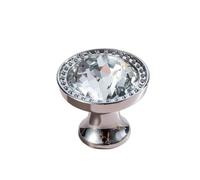 FJIXUO 4Pcs Crystal Door Handle for Dressing Tables,Cabinets | Drawer shoe cabinet round single hole small handle(Silver)