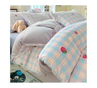 FJIXUO Engraved Double Sided Winter Milk Velvet Plush Quilt Cover Set Thermal Bed For Dormitory Home Cozy Bedding For Bedrooms,Home Furnishings(Color 16,3PCS 1.2m bed)