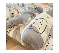 FJIXUO Milk Velvet Winter Plush Quilt Cover Set Engraved Double Sided Thermal Bed For Dormitory Home Cozy Bedding For Bedrooms,Home Furnishings(Color 6,4PCS 1.5m bed)