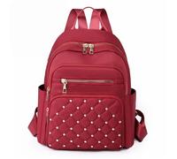 FJIXUO Rivet Nylon Fabric Design Large Capacity Three Layer Women's Backpack Senior Youth School Bag For Parties,Gatherings(Red)