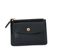 FJIXUO Square Leather Coin Purse Simple Multifunctional Zipper Short Wallet Card Case for Vacations,Travel(Black)