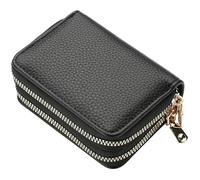 FJIXUO Women Wallet Zipper Short Style Purse Pattern Solid Color Large Capacity Multi Card Slot Coin with for Vacations,Travel(Black)