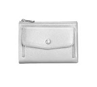 FJIXUO Women's Wallet Leather Short Double Zippered Simple Solid Color Large Capacity Bag with Coin Pocket for Vacations,Travel(Silvery)