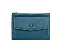 FJIXUO Women's Wallet Leather Short Double Zippered Simple Solid Color Large Capacity Bag with Coin Pocket for Vacations,Travel(Blue)