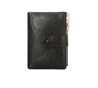 FJIXUO Women's Wallet Short Three Layer Large Capacity Double Zipper Card Holder Credit Bank Money Bag for Vacations,Travel(Black)