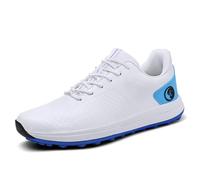 FJJLOVE Golf Shoes for Male No-Slip Waterproof Casual Golf Sneakers Spikless Outdoor Nailless Walking Trainers,White A,10 UK
