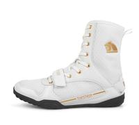 FJJLOVE High Top Wrestling Shoes, Mesh Breathable Boxers Footwear Non-Slip Fighting Exercise Fitness Trainers for Men Women,White,9 UK