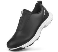 FJJLOVE Men's Golf Shoes with Zipper Non Slip Sport Shoes for Golfing Outdoor Anti Slip Waterproof Walking Footwears Large Size,Black,9 UK