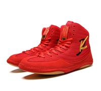 FJJLOVE Unisex Adult Men's Women's Wrestling Shoes High Top Lightweight Fitness Footwear for Boxing, Kickboxing, Gym & Sports,Red,6.5 UK