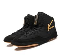 FJJLOVE Unisex Adult Men's Women's Wrestling Shoes High Top Lightweight Fitness Footwear for Boxing, Kickboxing, Gym & Sports,Black,6 UK