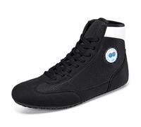 FJJLOVE Unisex Boxing Wrestling Shoes, Mesh Boxers Trainers Footwear Breathable Fighting Exercise Fitness Martial Arts Lace Up,Black,9 UK