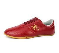 FJJLOVE Wear-Resistant Taekwondo Shoes, Karate Boxing Shoe Non-Slip Kung Fu Tai Chi Sneakers for Men Women Kids Children Teenager Adults,Red,4.5 UK