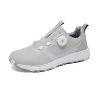 FJJLOVE Women's Golf Shoes, Microfiber Leather Golf Footwears Lightweight Waterproof Spikeless Golf Shoes for Ladies,Grey,4 UK