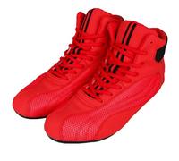 FJJLOVE Wrestling Boxing Boots for Men Youth Women Lightweight Breathable Non-Slip Squats Bodybuilding Fitness Training Sneakers,Red,7 UK