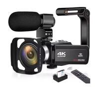 FJLKGDSP 4K Ultra HD Video Camera 30MP WiFi 16X Digital Zoom DV Camcorder 270 Degree Rotation Touch Screen(Handheld stabilizer)