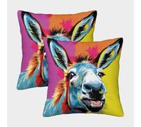 FJLZSHNB 3D Printed Donkey Square Pillowcases zoon Pillow Case Cushion Decorative Super Soft Pack of 2 for Home Couch Sofa Decorative, Gifts 50x50cm