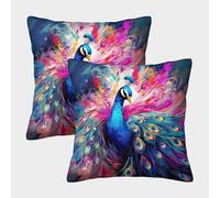 FJLZSHNB 3D Printed Peacock Throw Pillow Covers zoon Square Cushion Cover Decorative Super Soft Pack of 2 for Home Couch Sofa Decorative, Gifts 45x45cm