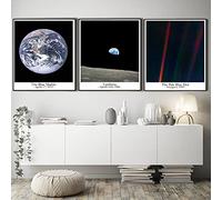 FJMDOG Canvas Painting Wall Art The Pale Blue Dot Earthrise Blue Marble Nordic Posters and Prints Wall Pictures for Living Room Decor -(50x70cm/19.7"x27.6") x3 Frameless