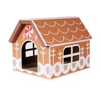 FJMQHU Cardboard Cat House, Christmas Decoration, DIY Corrugated Cardboard Scratching Box for, Gingerbread