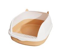FJMQHU Cat Litter Tray Semi Open Sandbox High Rim Bedpan Detachable Frame Anti Splashing Portable Design Suitable for Small Animals Cats, Pink S