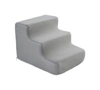 FJMQHU Dog Stairs, Puppy Stairs, Pet Ladder, Entry Aid with Non-slip Underside And Scratch-resistant Cover for Indoor Use Next to Sofa And Bed, S 3 Step Grey