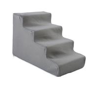 FJMQHU Dog Stairs, Puppy Stairs, Pet Ladder, Entry Aid with Non-slip Underside And Scratch-resistant Cover for Indoor Use Next to Sofa And Bed, 4 Steps Grey