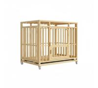 FJMQHU Industrial Enclosure Dog Cage with Strong Metal Framework and Latching Door Features Rolling Casters and Elevated, Yellow, Yellow, 95 65 85cm