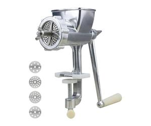 FJMQHU Manual Dry Feeder, Compact, Ergonomic Handle with Table Clamp for Use on The Farm.