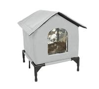 FJMQHU Outdoor Cat House Winter Insulated Shelter for Stray Cats with Waterproof And Windproof Roof Portable Oxford Frame Suitable for Outdoor Cats, M Grey