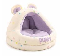 FJMQHU Semi-Enclosed Pet Bed for Indoor Use, Polka Dot Bear + Blanket