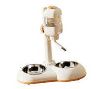FJMQHU Standing Pet Water Dispenser with Stainless Steel Bowls, Height Adjustable, 2-in-1 Automatic Water Dispenser for, Cats And Ferrets, White