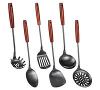 FJNATINH 304 Stainless Steel Kitchen Utensil Sets - 6 PCS Wok Spatula Sets Cooking Utensil Tools Spatula, Soup Ladle, Skimmer Spoon, Slotted Spatula Tunner, Spaghetti Spoon, Large Spoon