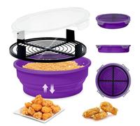 FJNATINH Collapsible Batter Bowl - Mess Free Better Breader Shaker Bowl with Lid Breading Shaker Container - Great for Fried Fish, Fried Chicken, Onion Rings, Wings,No Leak,Easy to Store,Purple