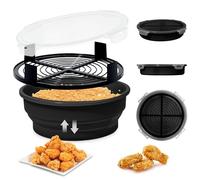 FJNATINH Collapsible Batter Bowl - Mess Free Better Breader Shaker Bowl with Lid Breading Shaker Container - Great for Fried Fish, Fried Chicken, Onion Rings, Wings & More,No Leak,Easy to Store,Black