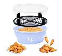 FJNATINH Collapsible Batter Bowl - Mess Free Better Breader Shaker Bowl with Lid Breading Shaker Container for Fried Fish, Fried Chicken, Onion Rings & More,No Leak,Easy to Store,Light Blue
