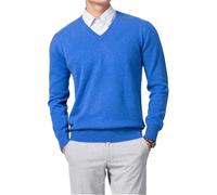 Fjnbbiot Men's V-Neck Pullovers Sweaters Cashmere Knitting Spring Sweaters Wool Knitwear Jumpers Clothes Lakeblue M