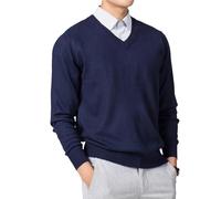 Fjnbbiot Men's V-Neck Pullovers Sweaters Cashmere Knitting Spring Sweaters Wool Knitwear Jumpers Clothes DarkBlue L